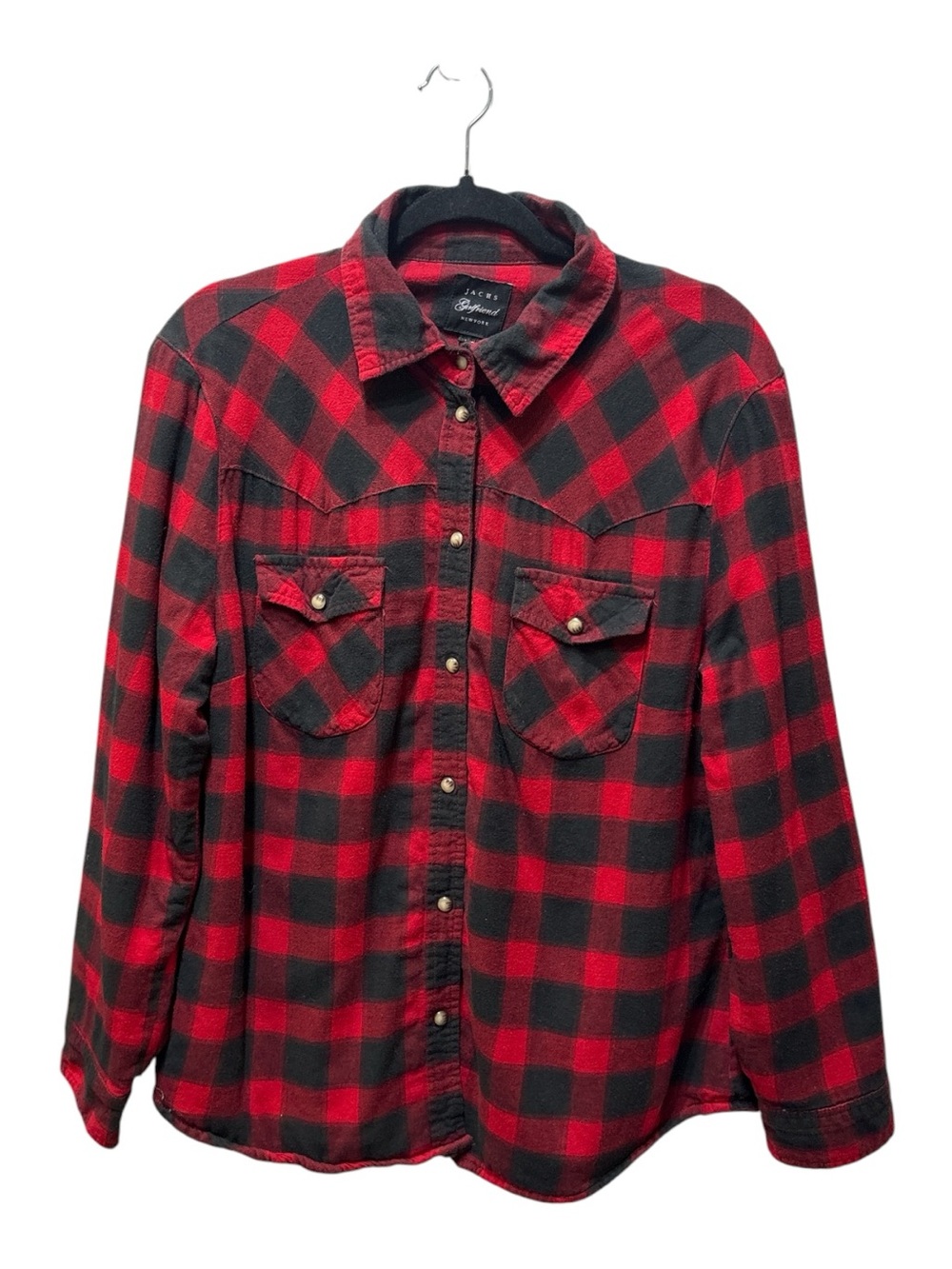 Jachs Girlfriend Buffalo Plaid Sherpa Lined Shirt Jacket Shacket Large
